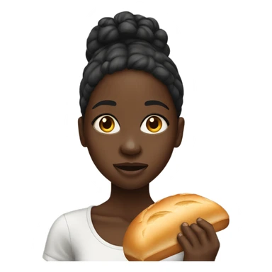  A black  African skinny  girl eating bread  sticker