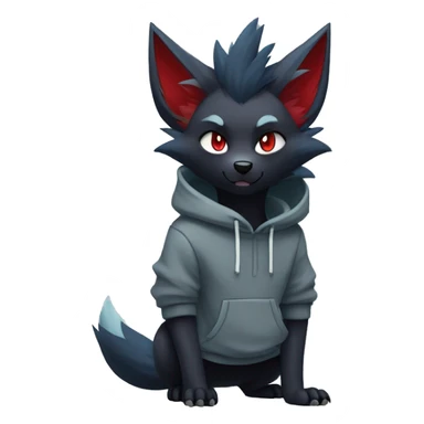 Cool Edgy Zorua-Zoroark-Mightyena with a collar and hoodie-sweater full body sticker