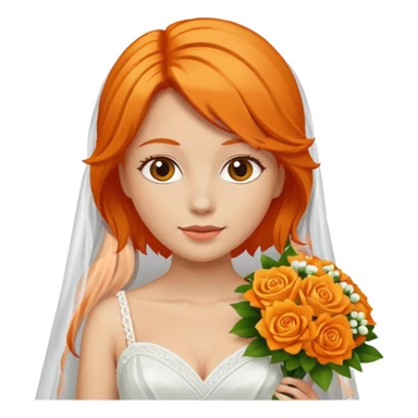 orange haired bride with bouqet sticker