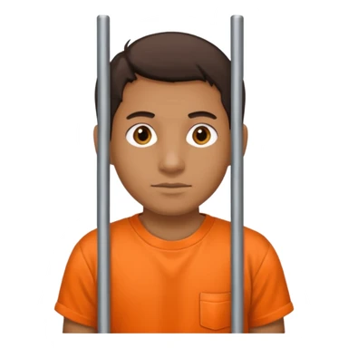 prisoner with orange shirt, metal bars in front of him and he holds the bars sticker