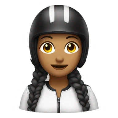 Woman in motorcycle helmet with braid  sticker