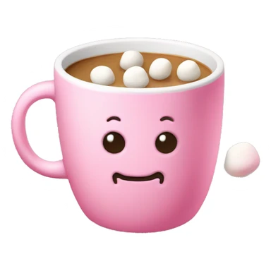 Coffee with small marshmallows in a pink small mug sticker