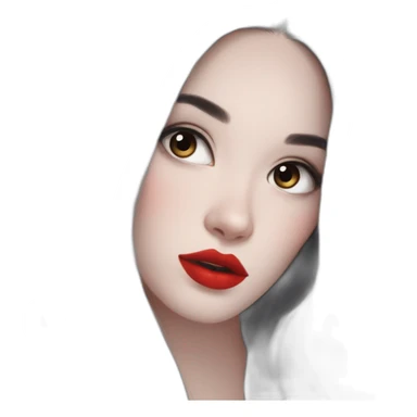 Beautiful young woman,Black hair,long hair,White skin,oval face,big eyes,Blackeyes,Redlips,Chinese sticker