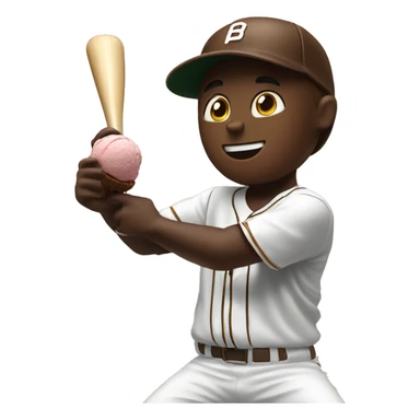 Baseballer hitting chocolate icecream out of the park sticker