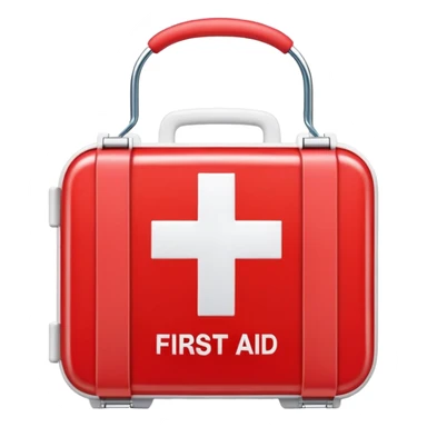 red first aid kit with white cross sticker