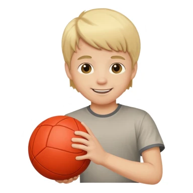 a son with blond hair playing a ball  sticker