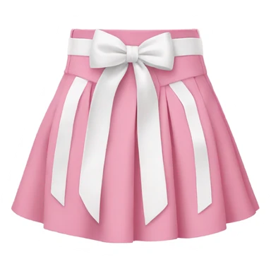 Mini skirt pink white cute Korean with ribbons sticker