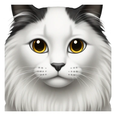 half Black and half white long hair cat with black muzzle sticker