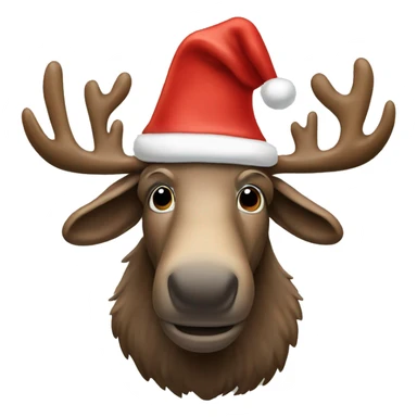 Moose wearing a Santa hat  sticker
