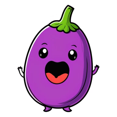 playful face eating an aubergine (eggplant) sticker