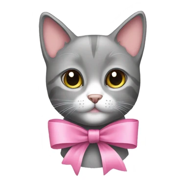 Gray cat with pink bow sticker