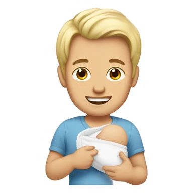 blonde dad changes diaper to baby sticker