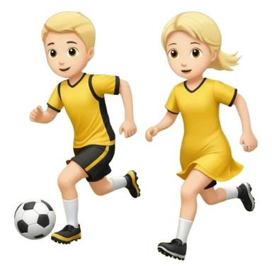 kids play soocer in yellow dress, boys sticker