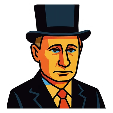 Putin in a black top hat sticker