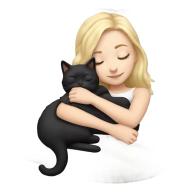 White girl blonde hair sleeping with a black and white kitty sticker