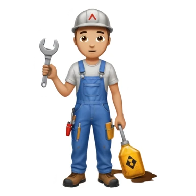 Mechanic + wrench + oil stain,Repair Crew. sticker