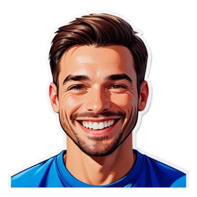 male portrait indoors with smile sticker