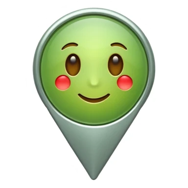 Remove any face or facial features from the light green location pin emoji, keep it simple, apple emoji style, no text, just the symbol. sticker