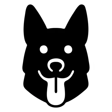 minimal flat icon style dark German Shepherd dog with its tongue hanging out long sticker