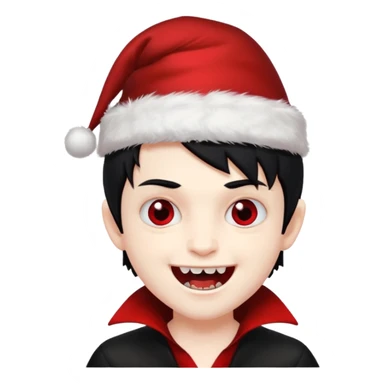 Vampire boy ,Fangs , cHristmas hat ,black hair sticker