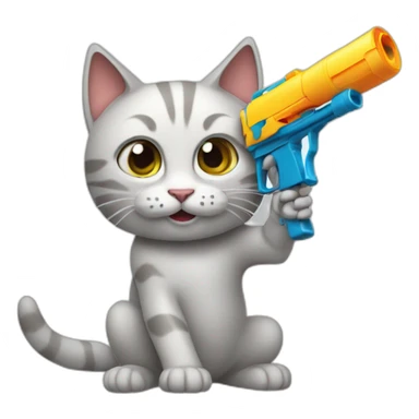 cat with watergun sticker