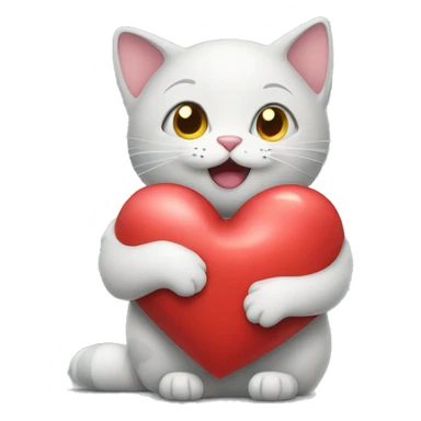 Cat hugging heart sticker