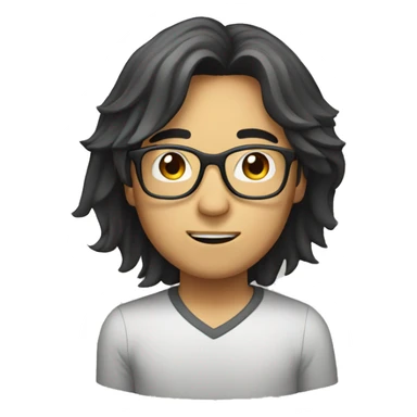 asian guy with long hair and glasses sticker