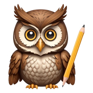 owl holding a drawing pencil sticker