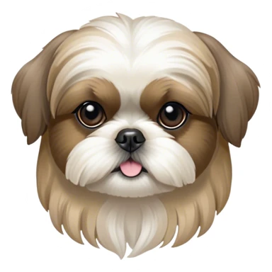 Cinematic Noble Shih Tzu Portrait Emoji, Poised and elegant, with a luxurious, flowing fur in refined muted tones, delicate features and wise, gentle eyes, simplified yet meticulously detailed, glowing with a soft, regal radiance, high shine, exuding quiet dignity and timeless charm, soft glowing outline, capturing the essence of a noble Shih Tzu that epitomizes refined poise! sticker