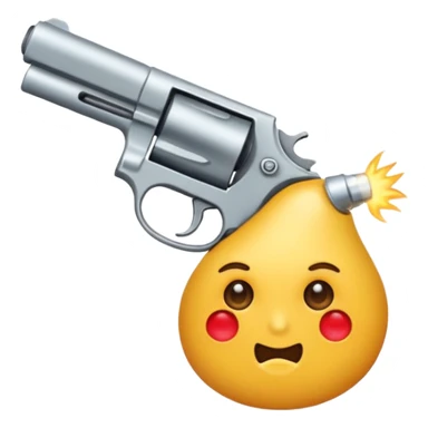 Un emoji normal que se muerde el labio, tiene los ojos cerrados y se apunta al brazo con la mano en forma de pistola sticker
