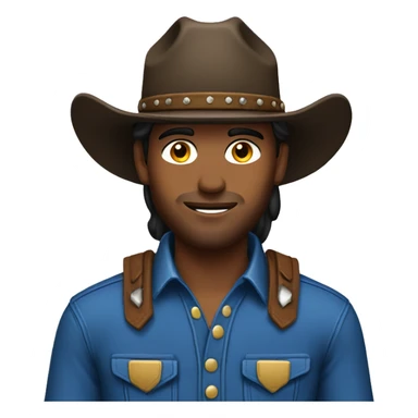Brunette cowboy wearing blue sticker
