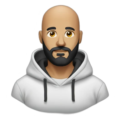 Bald man with a thick black beard black hoodie sticker