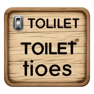 Wooden sign, toilet sticker