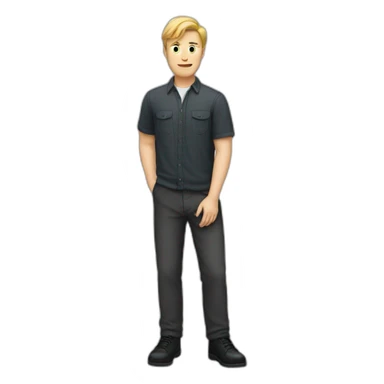 white guy standing, black shoes sticker