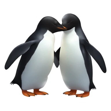 male penguin and female cute fluffy penguins holding hands  sticker