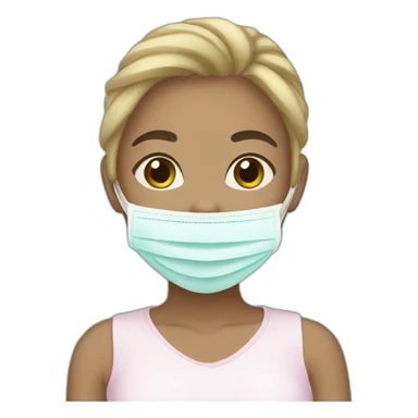 Cute girl applying face mask on her face sticker