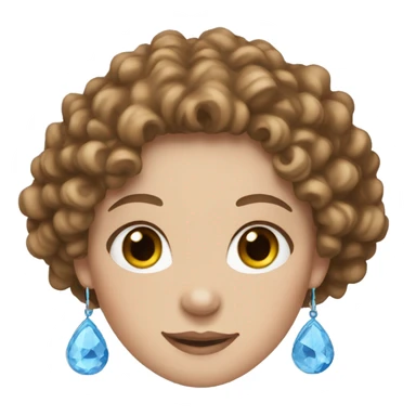white girl brown curly hair blue eyes and hoop earrings sticker