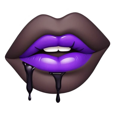 Lips with black lipstick with dark purple  drips sticker
