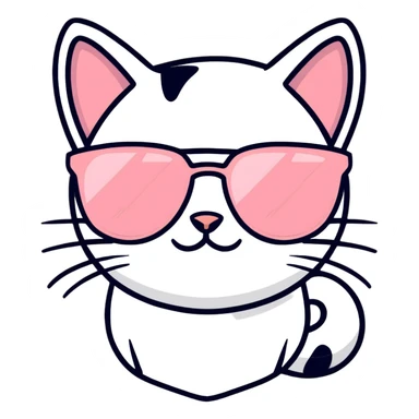 Pink Cat head with sunglasses he is cool sticker