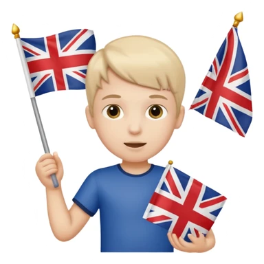 A child holding the English flagage in his right hand sticker