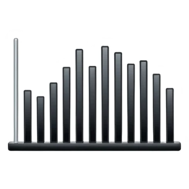 Minimalistic flat vector icon, iOS style, thin black contour on white background. Bars in ascending order like a sorting visualization. Clean, no text, no shadows sticker