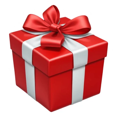 red gift box with white bow sticker