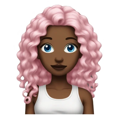 Long pink hair women with blue eyes black tank and tattoos sticker