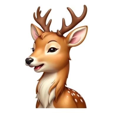 Cinematic Cute Yawning Deer Portrait Emoji, Head tilted slightly with a dramatic, wide-open yawn, revealing a soft, dappled coat and elegantly drooping ears, eyes barely open in drowsy contentment, Simplified yet irresistibly adorable features, highly detailed, glowing with a soft, cozy glow, high shine, relaxed yet expressive, stylized with a touch of natural whimsy, bright and endearing, soft glowing outline, capturing the essence of a sleepy yet affectionate deer, so drowsy it feels like it could stretch right out of the screen and curl up for a nap! sticker