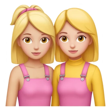 Two girl friends in pink and yellow are supporting each other sticker