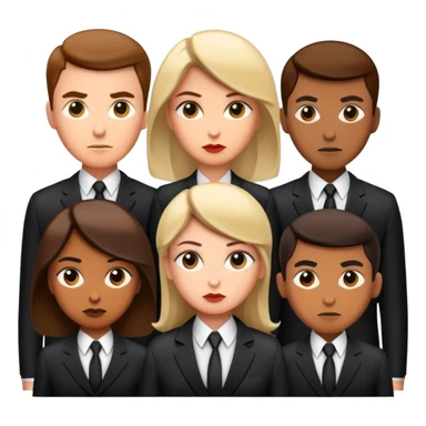A group of secret intelligence agents in formal suits, with one being a woman and the rest being men. They appear serious, professional, and mysterious, working together as a team sticker