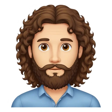 Long haired curly brunette man with beard sticker