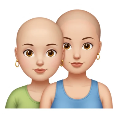 One bald girl best friend and one fat girl best friend with brown hair sticker