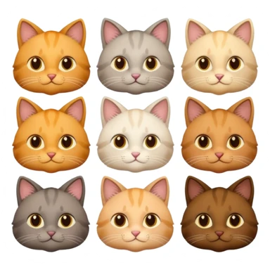 6 cats with different natural coloured coats sticker