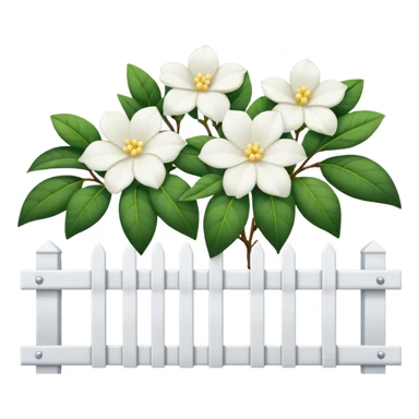 White fence with white gardenias on it sticker